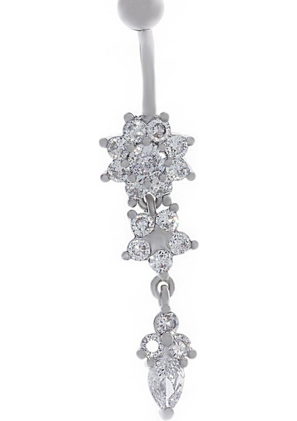 Kadın Çiçek Model Sallantılı Çelik Piercing