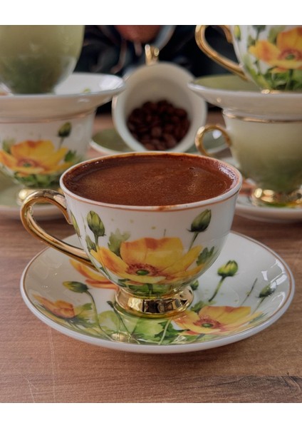 Gıallo Türk Kahve Fincan Takımı 6 Kişilik 12 Parça