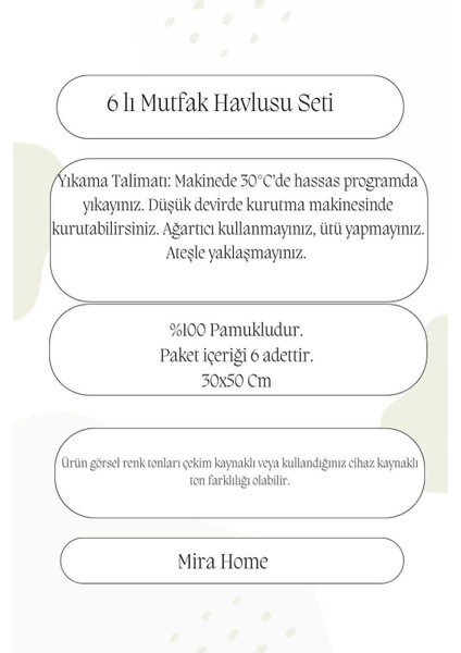 6 Parça Mutfak Havlusu Seti %100 Pamuklu Zahter modelleri