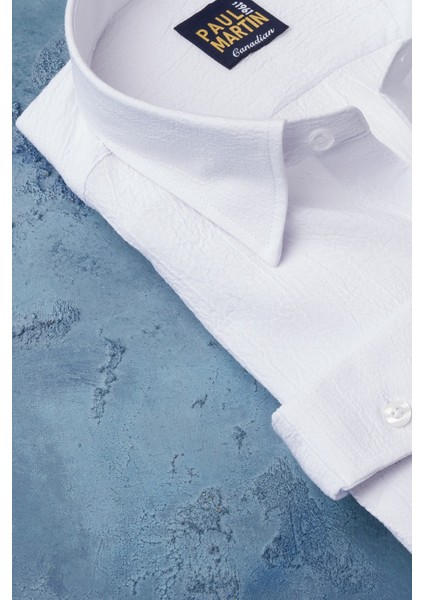 Regular Fit Gizli Yaka Düğmeli Likralı Yazlık Gofre Kumaş Gömlek fiyatları