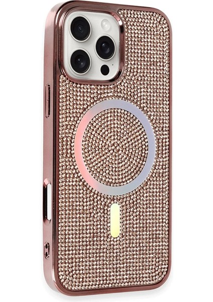 Apple iPhone 16 Pro Kılıf Diamond Magsafe Kapak - Pembe Zrnet