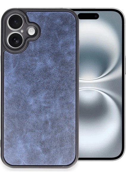 Apple iPhone 16 Plus Kılıf Aras Deri Kapak - Lacivert Zrnet