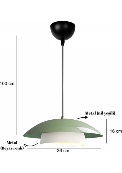 Stark Nil Yeşil Metal Large Avize Salon Mutfak Endüstriyel Sarkıt Otel Cafe Aydınlatma