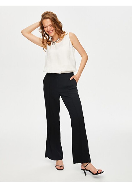 Önü Dikiş Detaylı Yırtmaçlı Wide Leg Fit Pantolon S25PNT009 modelleri