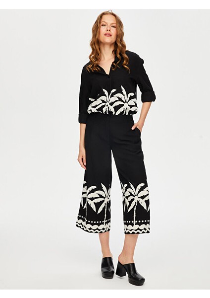 Resort Paçası Palmiye Desen Monochrome Caprı S25CPR015