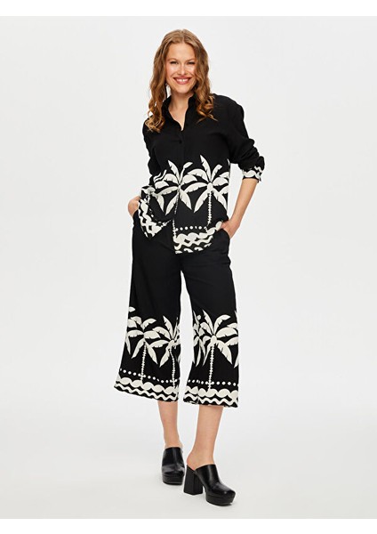 Resort Eteği Palmiye Desenli Monochrome Tunik S25TNK020
