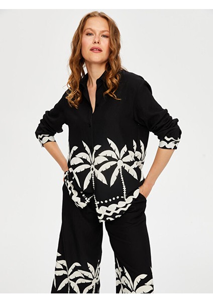 Resort Eteği Palmiye Desenli Monochrome Tunik S25TNK020