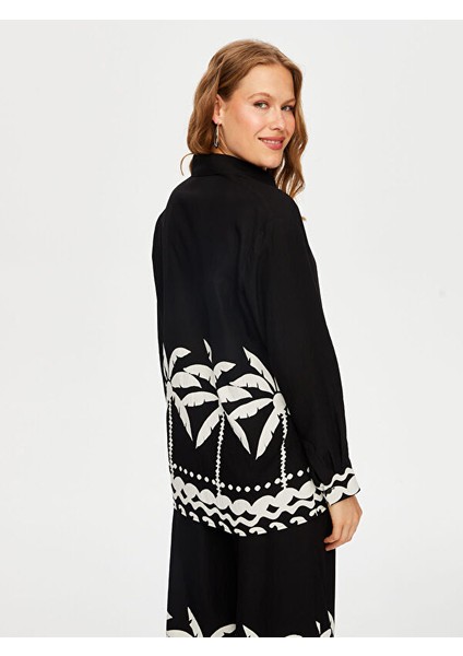 Resort Eteği Palmiye Desenli Monochrome Tunik S25TNK020