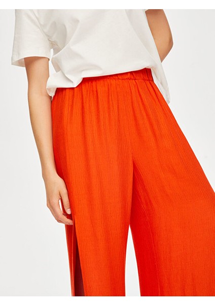 Resort Önü Yırtmaç Detaylı Viskon Keten Wide Leg Fit Pantolon S25PNT047