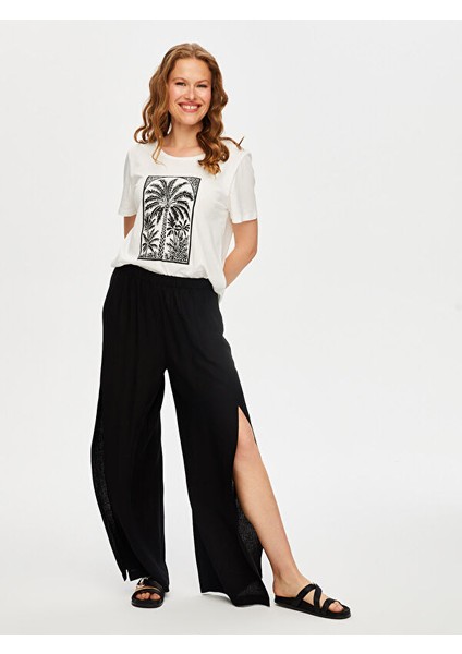 Resort Önü Yırtmaç Detaylı Viskon Keten Wide Leg Fit Pantolon S25PNT047 modelleri