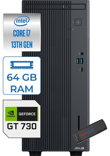 Expertcenter P500MV Intel Core I7-13620H 64GB Ddr5 1tb SSD WIN11PRO 4GB/GT730 Minitower Masaüstü Bilgisayar WD7136216512B0DW23+Zettausbbellek