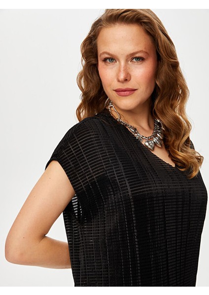 Kendinden Plise Detaylı Düşük Kollu Şık Elbise S25ELB011 fırsatları