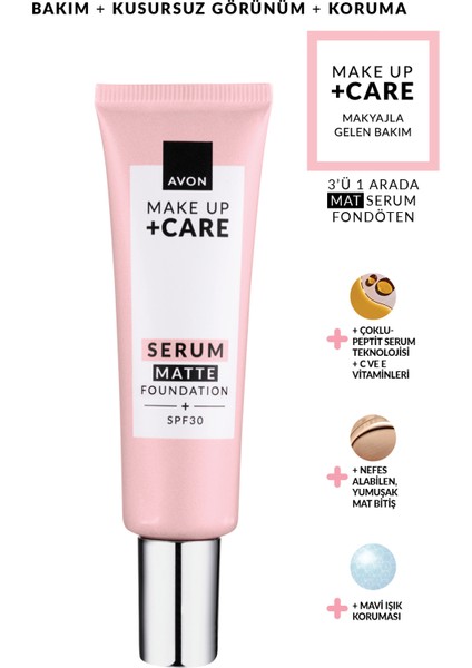 Make Up + Care 3ü 1 Arada Mat Serum Fondöten 30 Ml. 215P Ivory