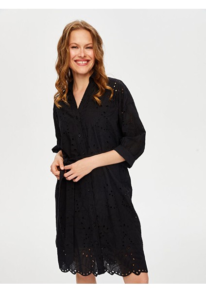 Resort Parçalı Etekli Kolsuz Brode Nakış Işli Elbise S25ELB047