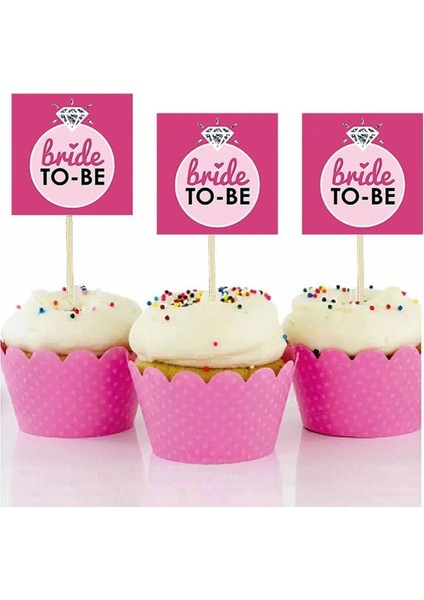 Pembe Bride To Be Yazılı Bekarlığa Veda Partisi Temalı 35 Adet Kürdan ve Kart Ikramlık Konsept