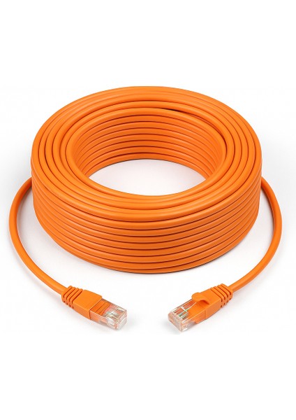 Cat 6 50M RJ45 Uçlu Jacklı Network Adsl Ethernet Kablosu Halojensiz Yüksek Performanslı