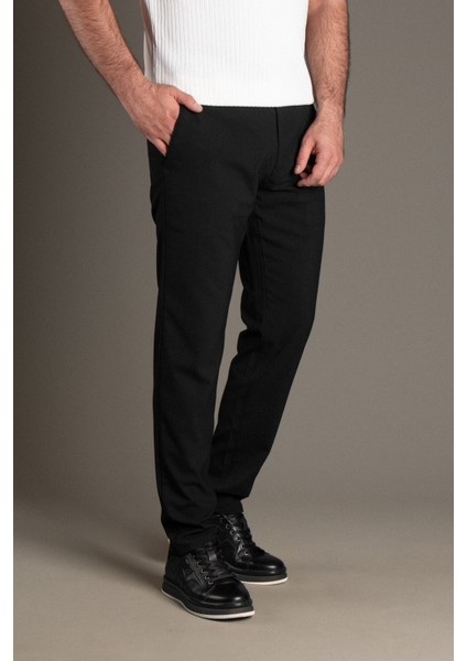 Erkek Siyah Keten Pantolon
