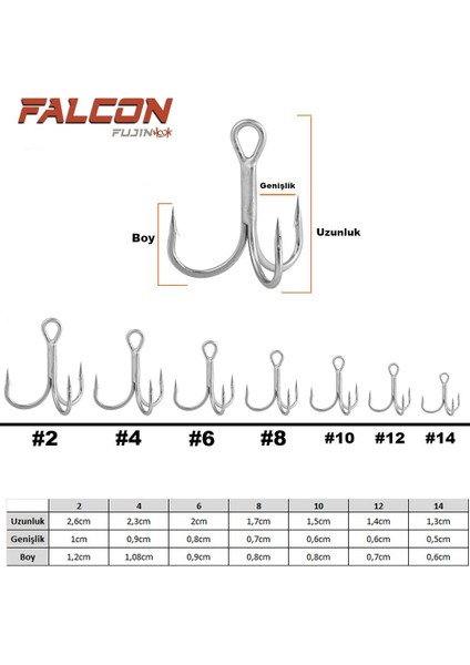 Falcon Süper Anti-Rust Üçlü Kanca fiyatları