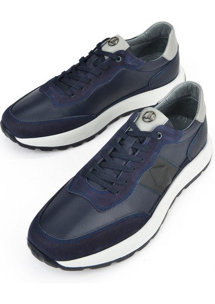 , Erkek Hakiki Deri Sneaker 1531037Z2417 Lacivert
