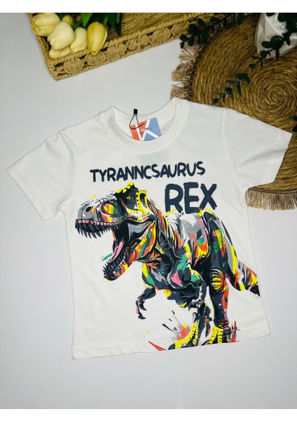 T-Rex Desenli Erkek Çocuk Tişört & Şort Siyah Alt Üst Takım – Yazlık Dinazor Takımı fiyatları