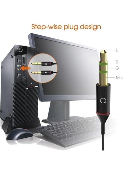 Tek Girişli Kulaklığı Bilgisayara Bağlama, Kulaklık ve Mikrofon Ayırıcı, 1 Dişi 2 Ekek 3.5mm Jak Mikrofonlu Kulaklık Ayırıcı, Çevirici