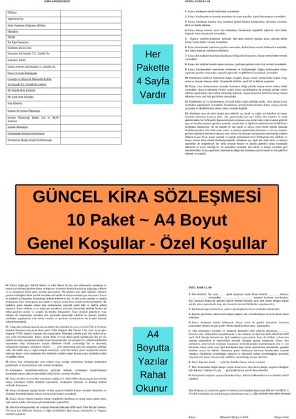 10 Paket, Kira Sözleşmesi Güncel Detaylı.
