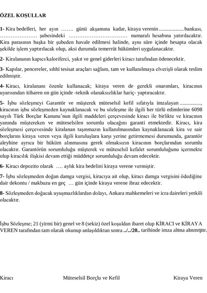 10 Paket, Kira Sözleşmesi Güncel Detaylı.