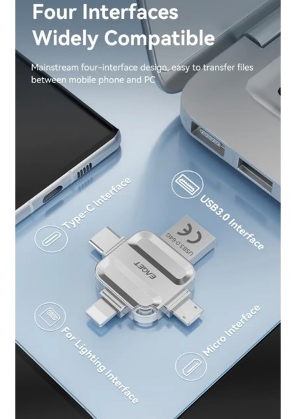 i71 64Gb. 4ü 1'Arada Usb+Type-C+İphone Lightning+Micro Flash Bellek Usb 3.0 Hızlı Tüm Telefon Tablet Bilgisayar İpad için Uygundur Minik Metal Sağlam Orjinal