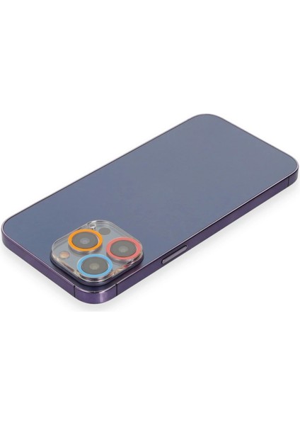 Apple iPhone 12 Pro Max Renkli Kamera Lens Koruma Cam - Pembe-Mavi Zrnet