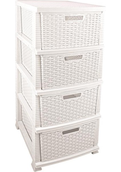 SRL-4002 Rattan Hasır Desen Plastik Komidin Mutfak Sebzelik 4 Katlı