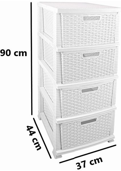 SRL-4002 Rattan Hasır Desen Plastik Komidin Mutfak Sebzelik 4 Katlı