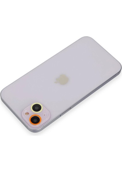 Apple iPhone 13 Mini Renkli Kamera Lens Koruma Cam - Sarı-Turuncu Zrnet