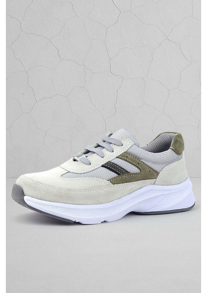 Hakiki Deri Anatomik Vizon Haki Bağcıklı Hafif Çocuk Spor Ayakkabı