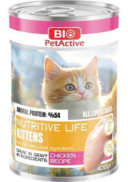 Bio Petactive Nutritive Life Tavuklu Yavru Kedi Konservesi 400 gr