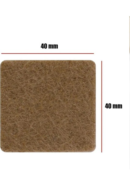 Yapışkanlı Mobilya Masa Sandalye Parke Zemin Ayak Koruyucu Kaydırmaz Keçesi 40X40 mm (10'lu Paket)