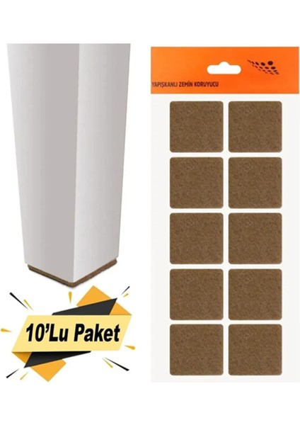 Yapışkanlı Mobilya Masa Sandalye Parke Zemin Ayak Koruyucu Kaydırmaz Keçesi 40X40 mm (10'lu Paket)