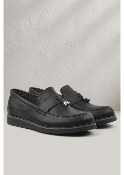 Siyah Mat Loafer Klasik Çocuk Ayakkabısı
