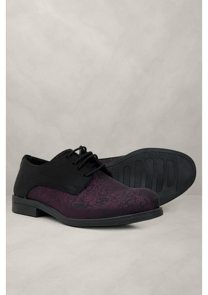 Bordo Siyah Bağcıklı Takım Elbise Klasik Çocuk Ayakkabı