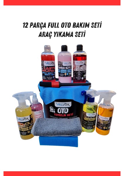 12 Parça Full Oto Bakım Seti, Araç Yıkama Seti