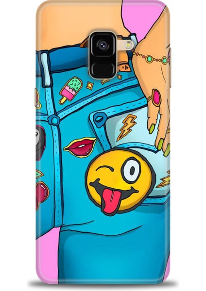 Samsung Galaxy A8 2018 Hd Baskılı Kılıf + Seramik Tam Kaplayan Ekran Koruyucu 448
