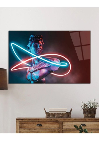 Soyut Neon Tarzı Heykel Cam Tablo, Ev ve Ofis Duvar Dekoru Hediyelik Büyük Tablo Dayanıklı Cam fiyatları