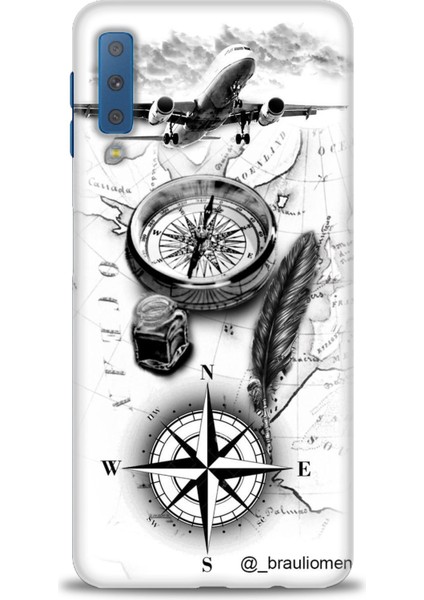 Samsung Galaxy A7 2018 Hd Baskılı Kılıf + Seramik Tam Kaplayan Ekran Koruyucu 81