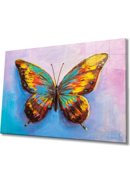 Renkli Kelebek 4mm Dayanıklı Cam Tablo Temperli Cam