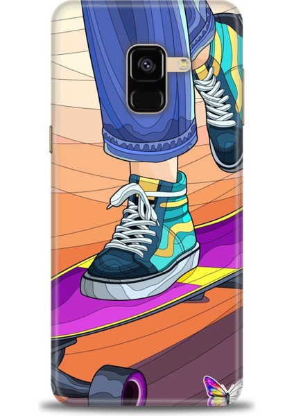Samsung Galaxy A8 2018 Hd Baskılı Kılıf + Seramik Tam Kaplayan Ekran Koruyucu 446