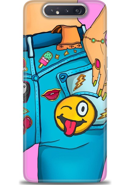 Samsung Galaxy A80 Hd Baskılı Kılıf + Seramik Tam Kaplayan Ekran Koruyucu 448