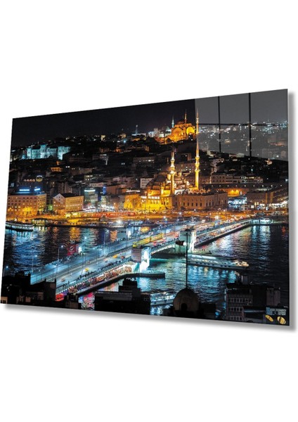 Istanbul Gece Manzarası 4mm Dayanıklı Cam Tablo Temperli Cam