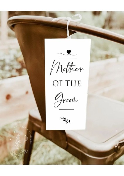 Gelin Damat ve Ailesi Sandalye Etiketi, Düğün Oturma Kartı 10X20 cm 6 Adet fiyatları