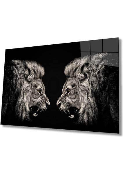 Aslan Hayvan Cam Tablo 4mm Dayanıklı Temperli Cam