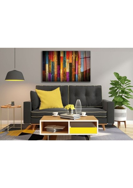 Renkli Ahşaplar Cam Tablo, Ev ve Ofis Duvar Dekoru Hediyelik Büyük Tablo Dayanıklı Cam fiyatları