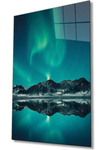 Dağ Yansıma Manzarası Cam Tablo, Ev ve Ofis Duvar Dekoru, Hediyelik Büyük Temperli 4 mm Cam Tablo